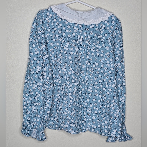 Abel and Lula girls size 7 floral patterned long sleeve collared blouse - Picture 2 of 4